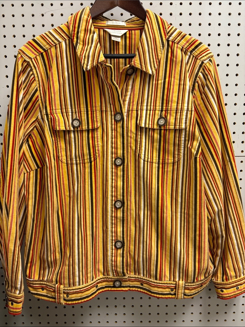 CJ Banks Yellow Striped Casual Button-Down Shirt Jacket